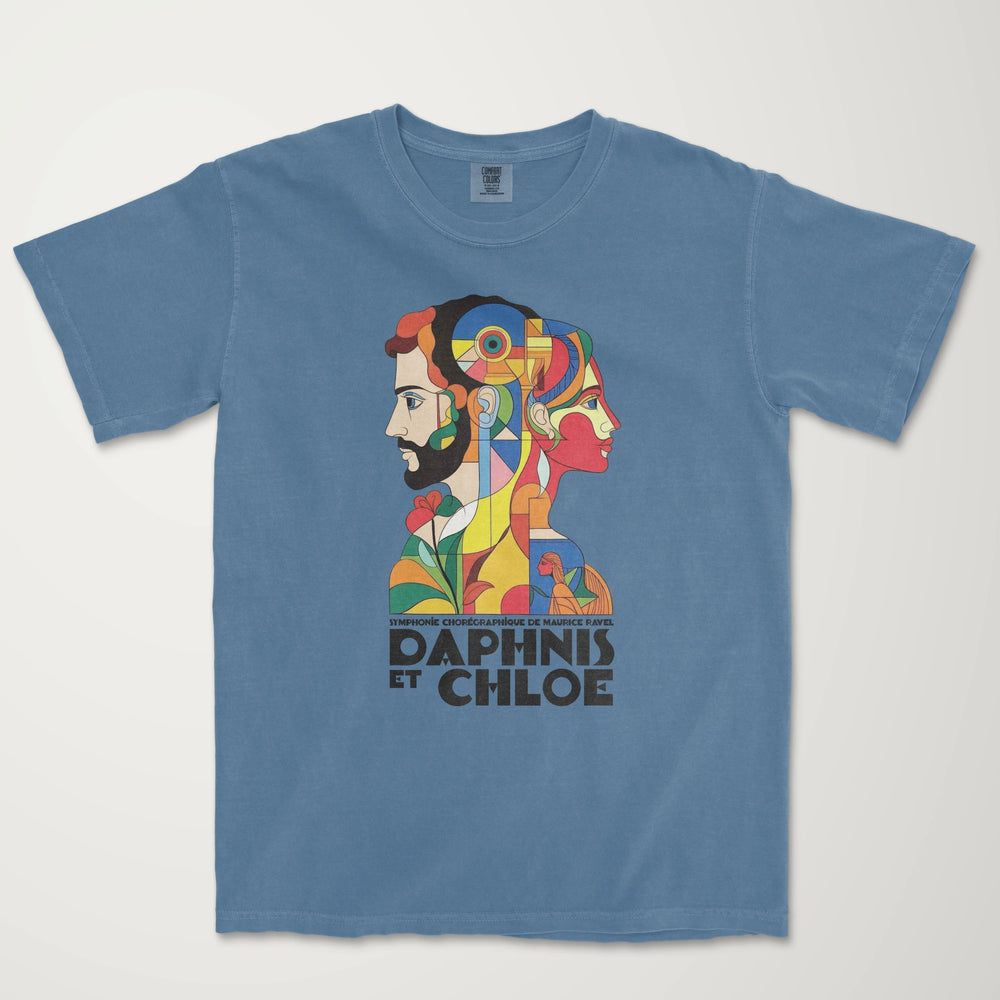 ravel: daphnis et chloé vintage heavyweight tee in blue jean, laid flat