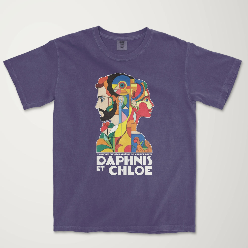 ravel: daphnis et chloé vintage heavyweight tee in grape, laid flat