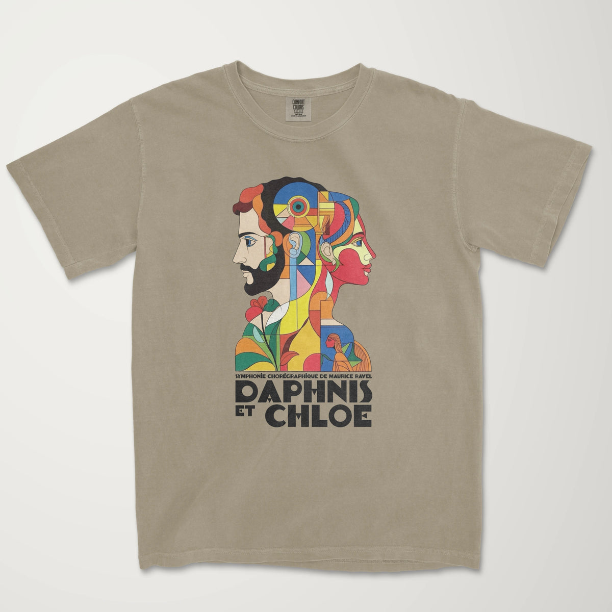 ravel: daphnis et chloé vintage heavyweight tee in khaki, laid flat
