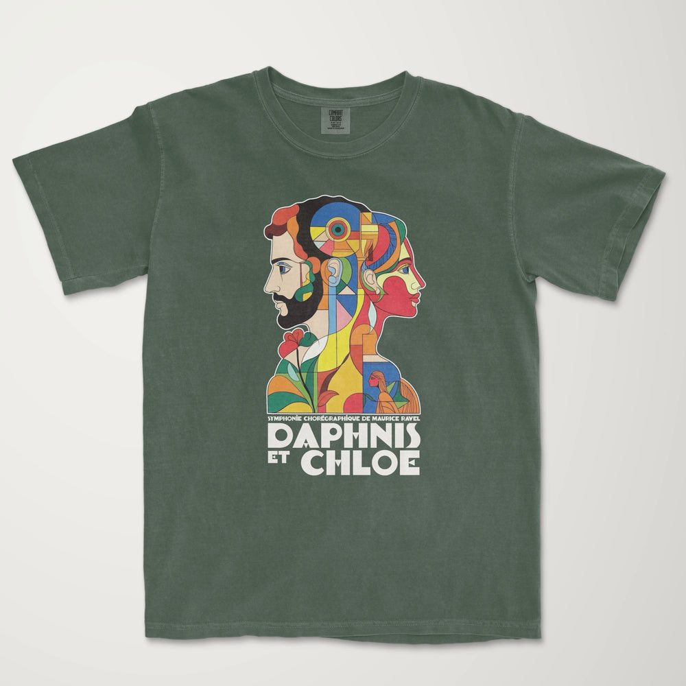 ravel: daphnis et chloé vintage heavyweight tee in moss, laid flat