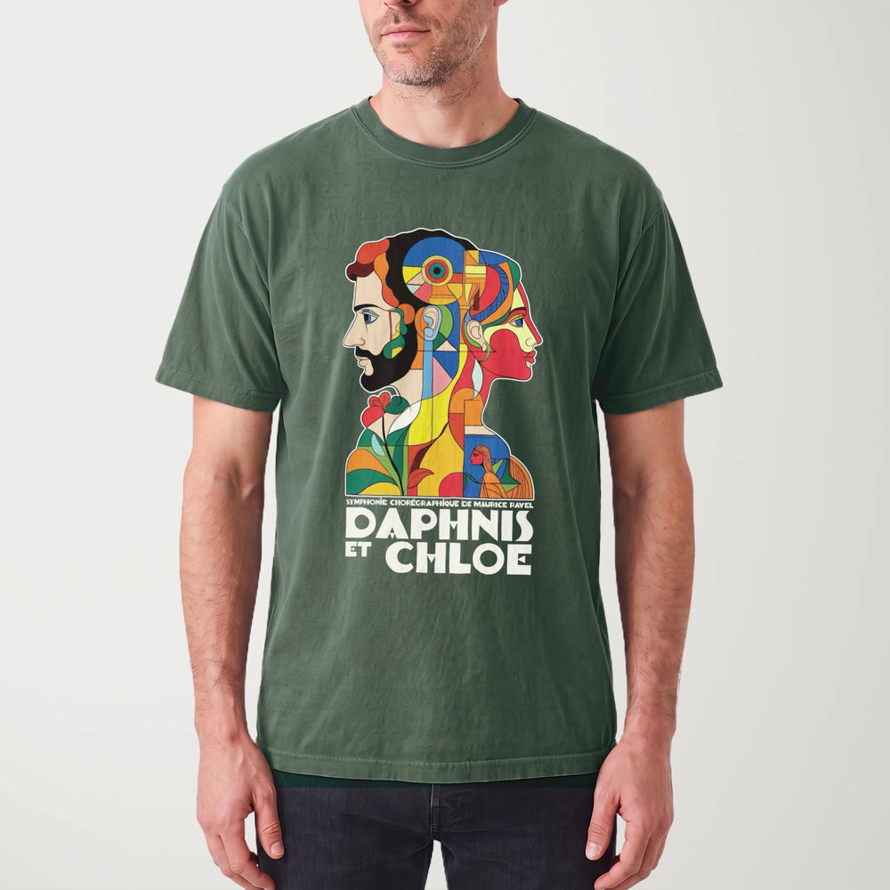 ravel: daphnis et chloé vintage heavyweight tee in moss, worn