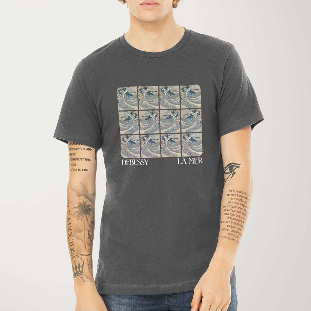 claude debussy: la mer classic tee in asphalt, worn