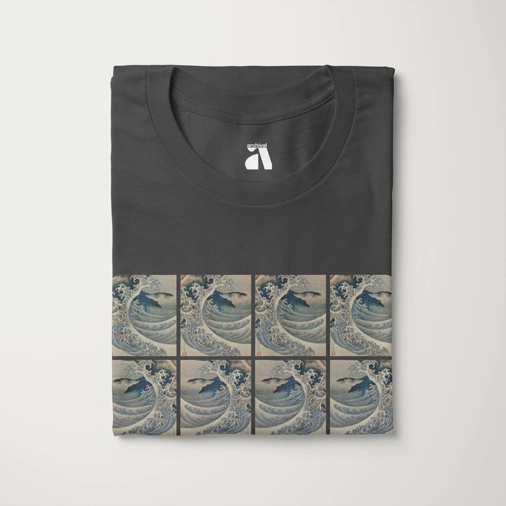 claude debussy: la mer classic tee in asphalt, folded