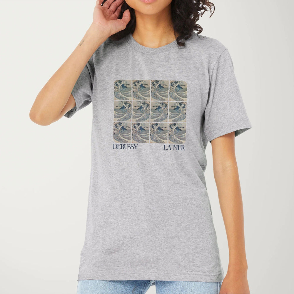 claude debussy: la mer classic tee in athletic heather, worn