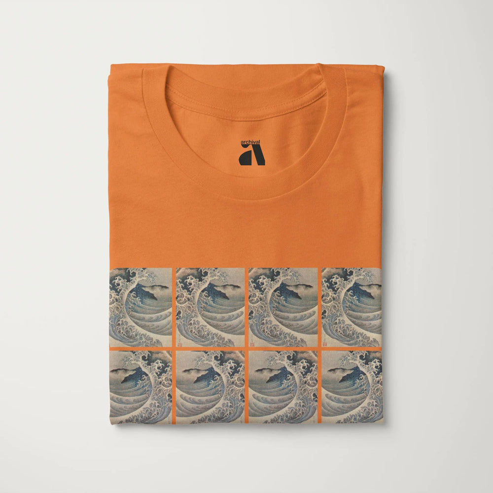 claude debussy: la mer classic tee in burnt orange, folded