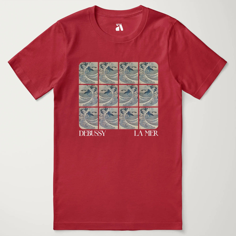 claude debussy: la mer classic tee in canvas red, laid flat