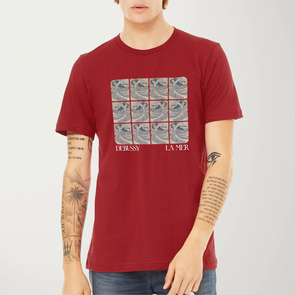 claude debussy: la mer classic tee in canvas red, worn