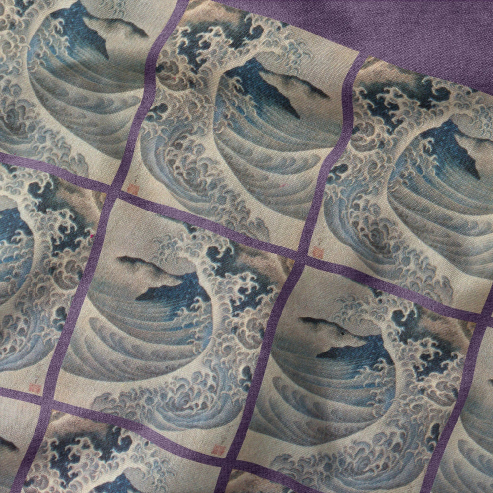 claude debussy: la mer classic tee in heather team purple, close-up of the print