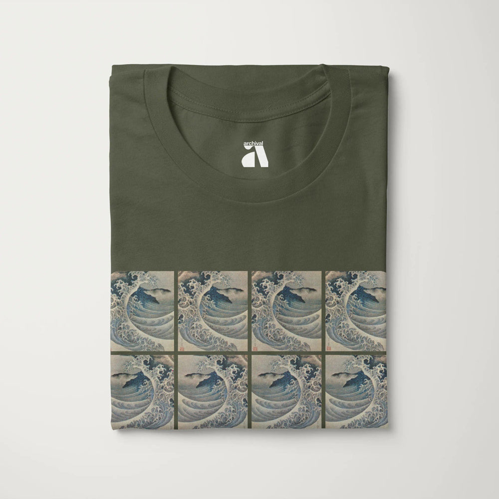 claude debussy: la mer classic tee in military green, folded