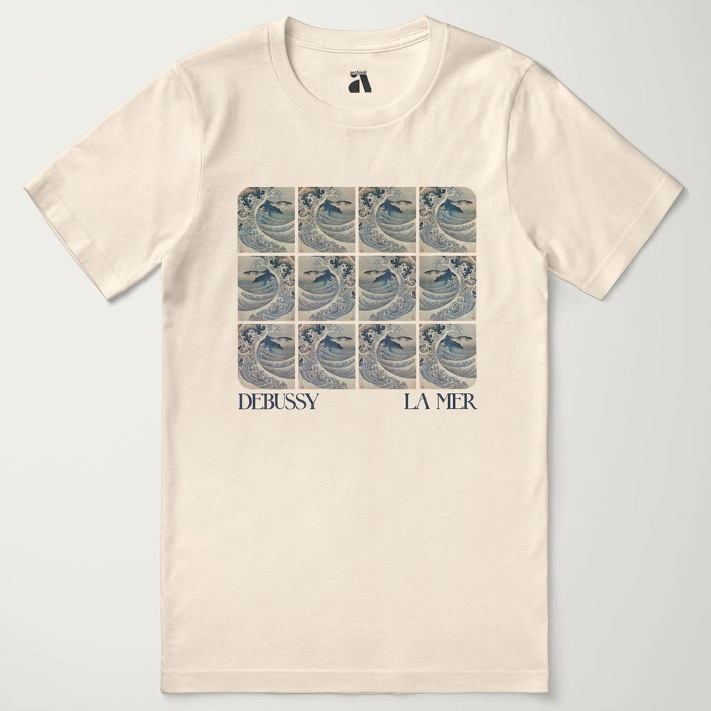 claude debussy: la mer classic tee in natural, laid flat