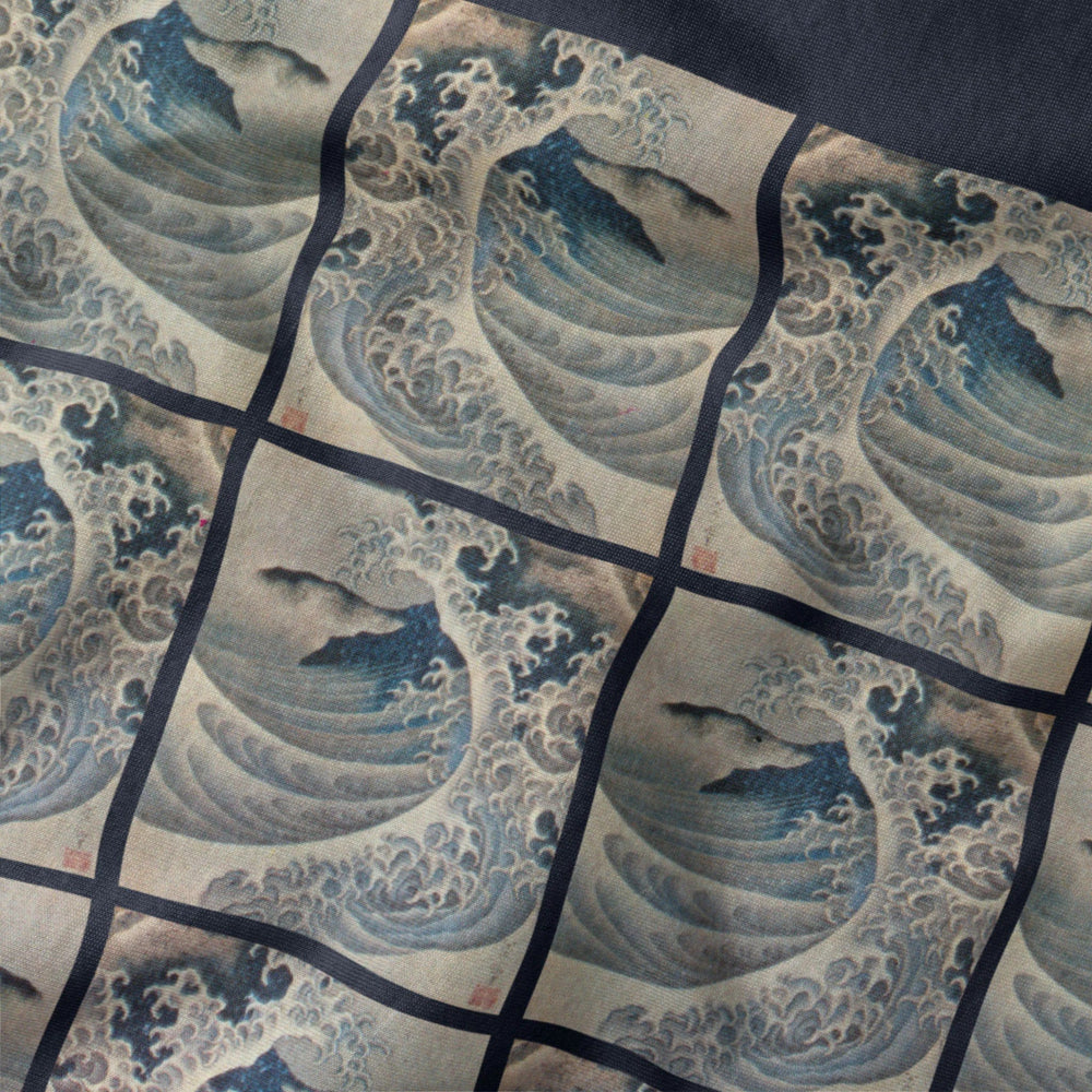 claude debussy: la mer classic tee in navy, close-up of the print