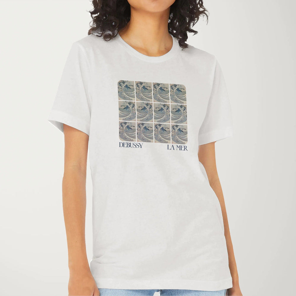 claude debussy: la mer classic tee in vintage white, worn