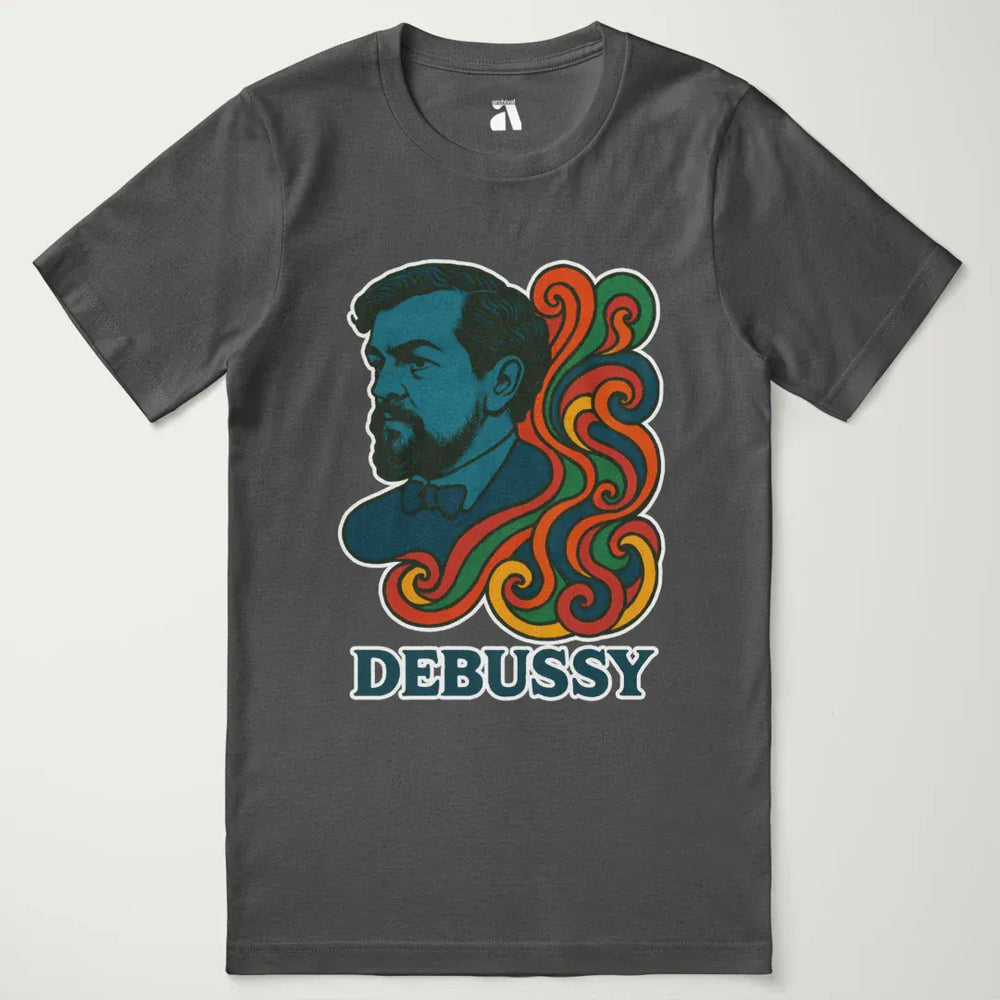 debussy: tone poem classic tee in asphalt, laid flat
