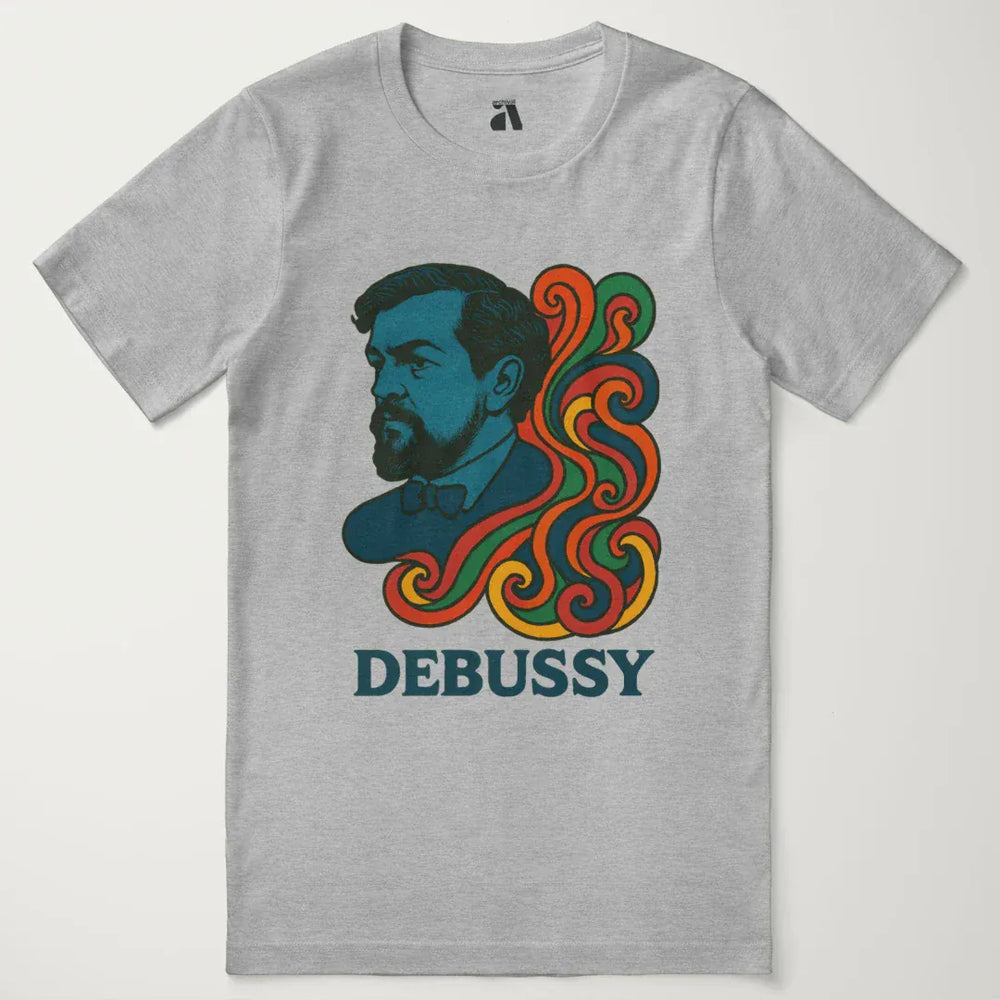 debussy: tone poem classic tee in athletic heather, laid flat