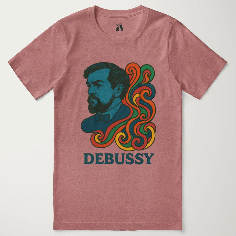 debussy: tone poem classic tee in heather mauve, laid flat