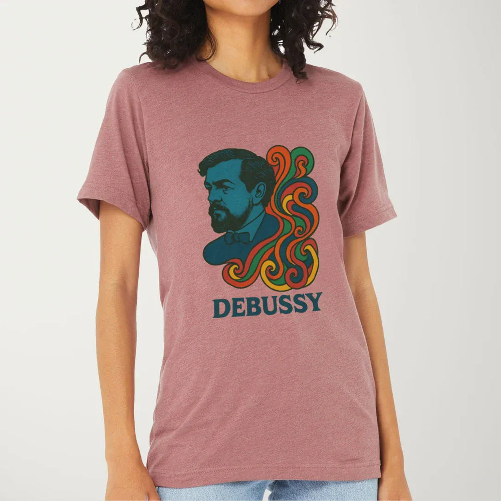 debussy: tone poem classic tee in heather mauve, worn