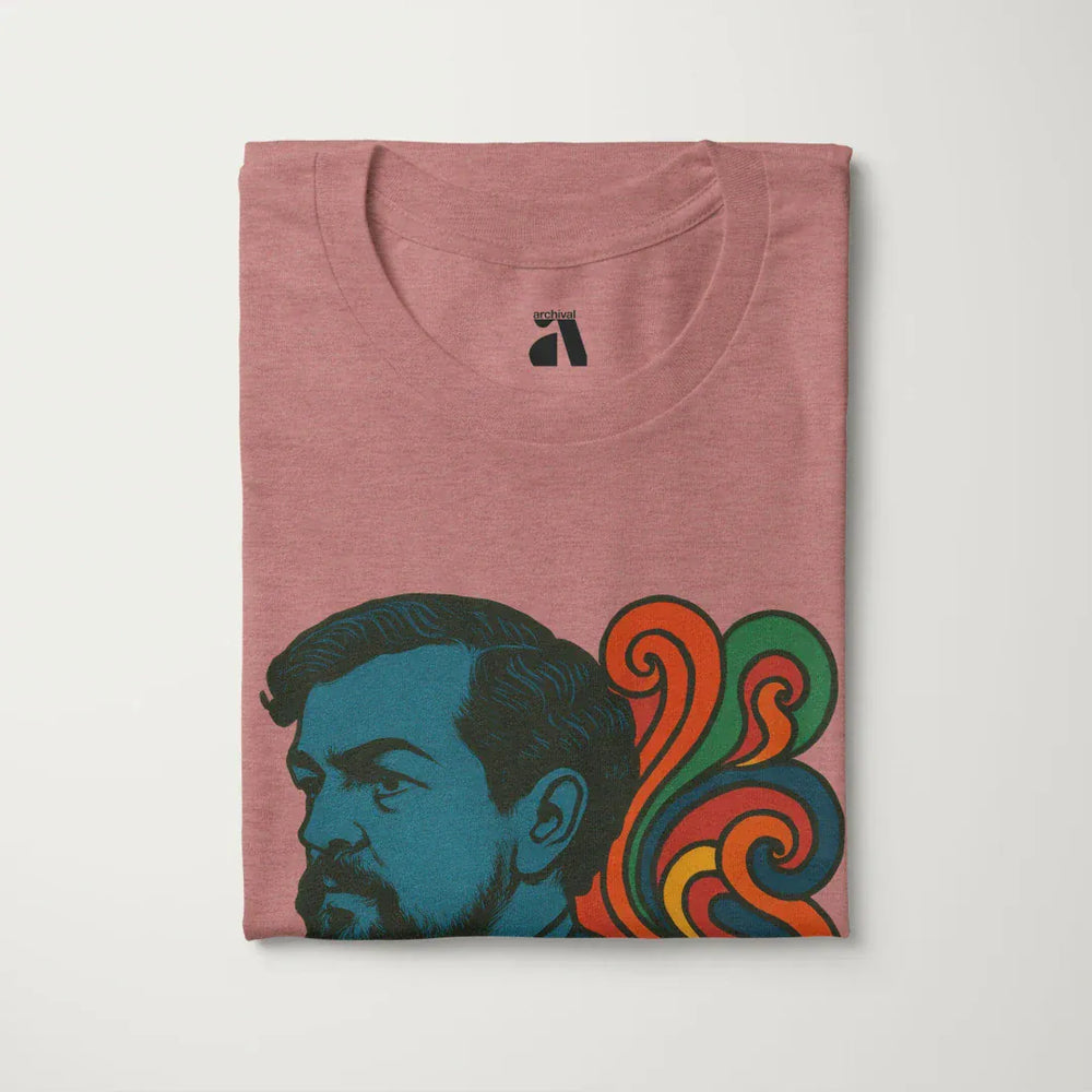 debussy: tone poem classic tee in heather mauve, folded