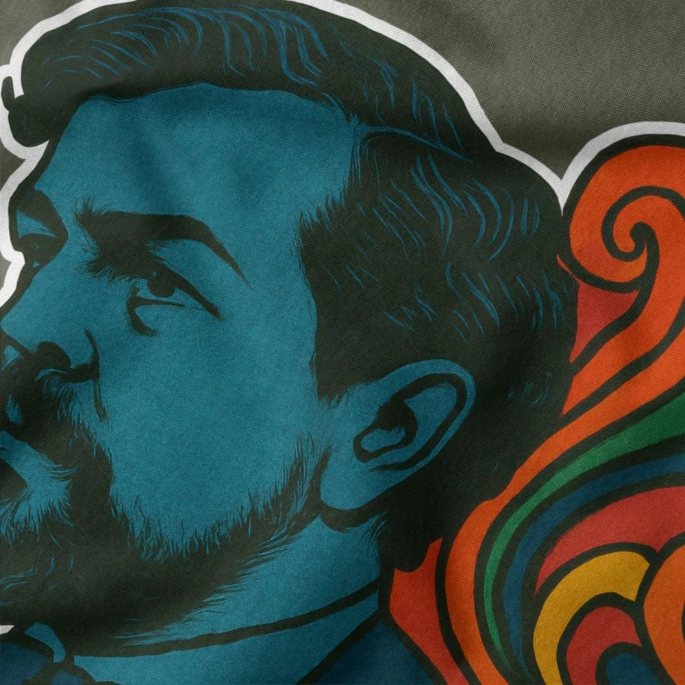 debussy: tone poem classic tee in military green, close-up of the print