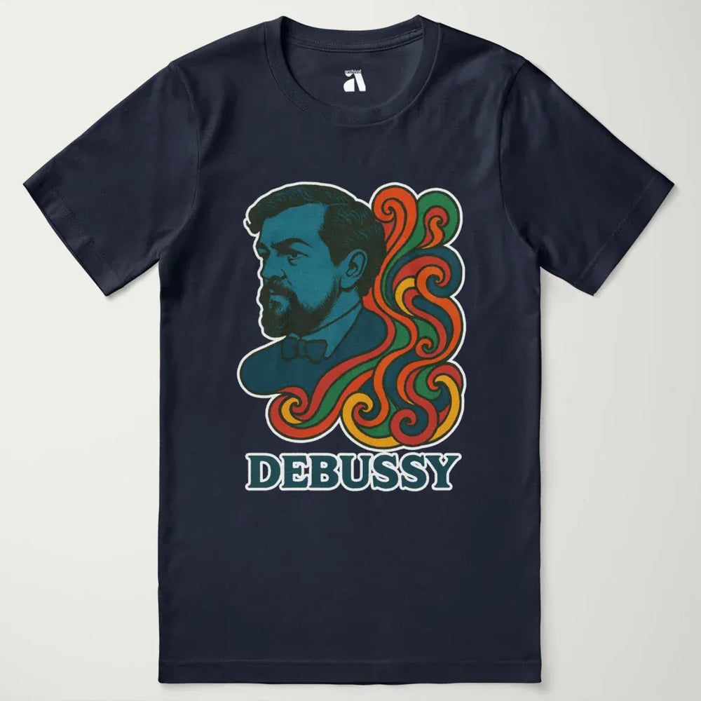 debussy: tone poem classic tee in navy, laid flat