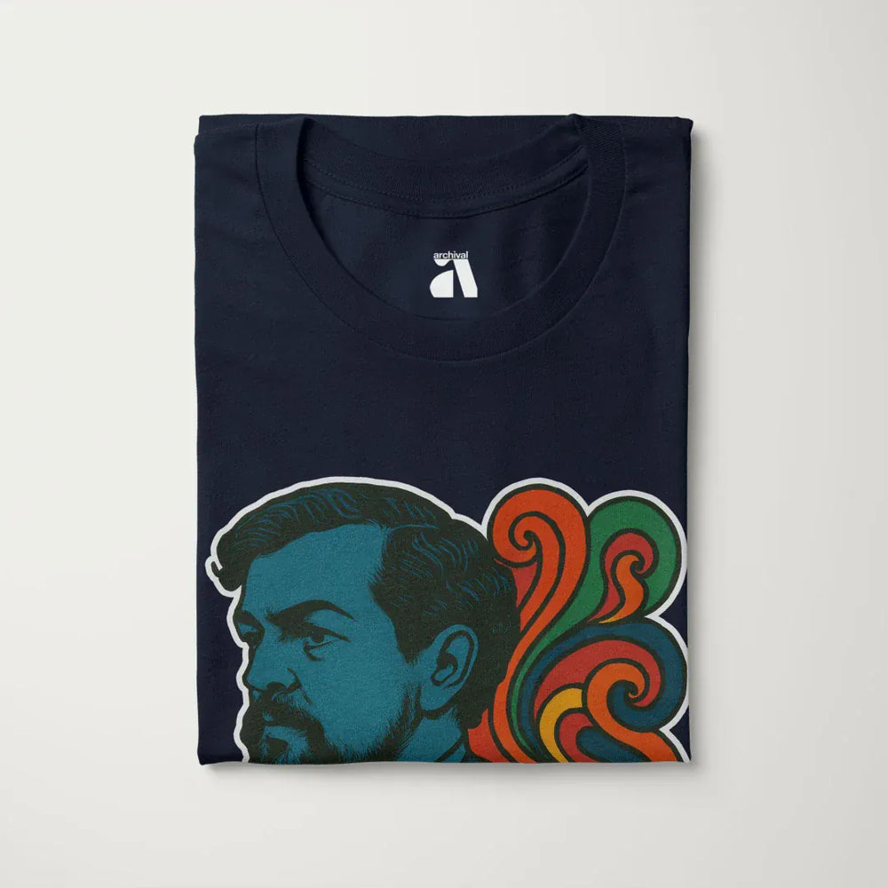 debussy: tone poem classic tee in navy, folded