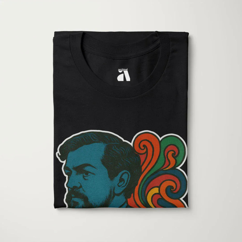 debussy: tone poem classic tee in vintage black, folded