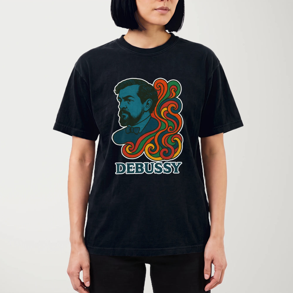 debussy: tone poem vintage heavyweight tee in black, worn