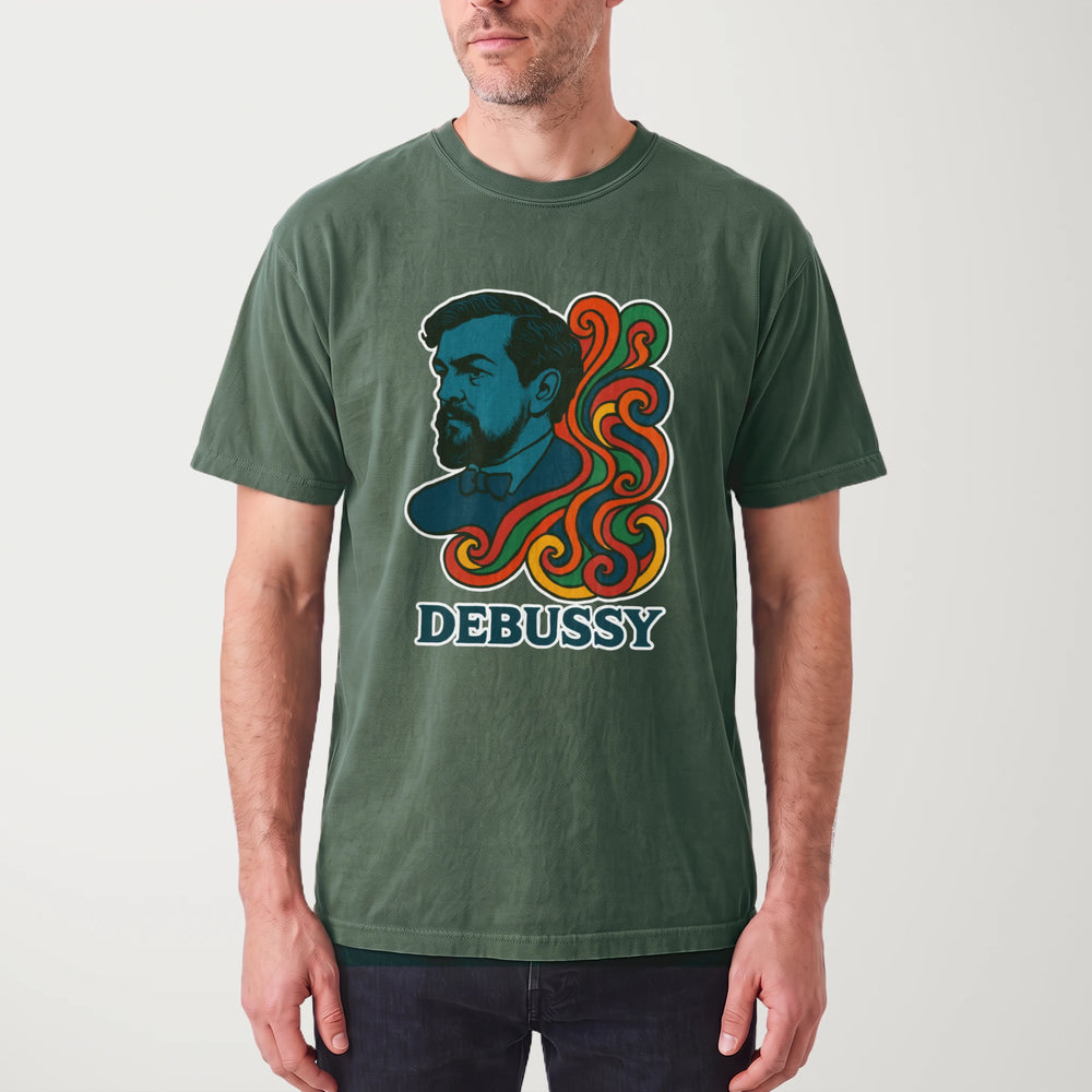 debussy: tone poem vintage heavyweight tee in moss, worn