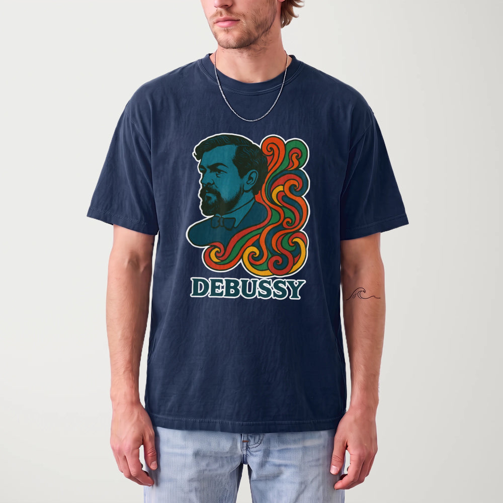 debussy: tone poem vintage heavyweight tee in true navy, worn