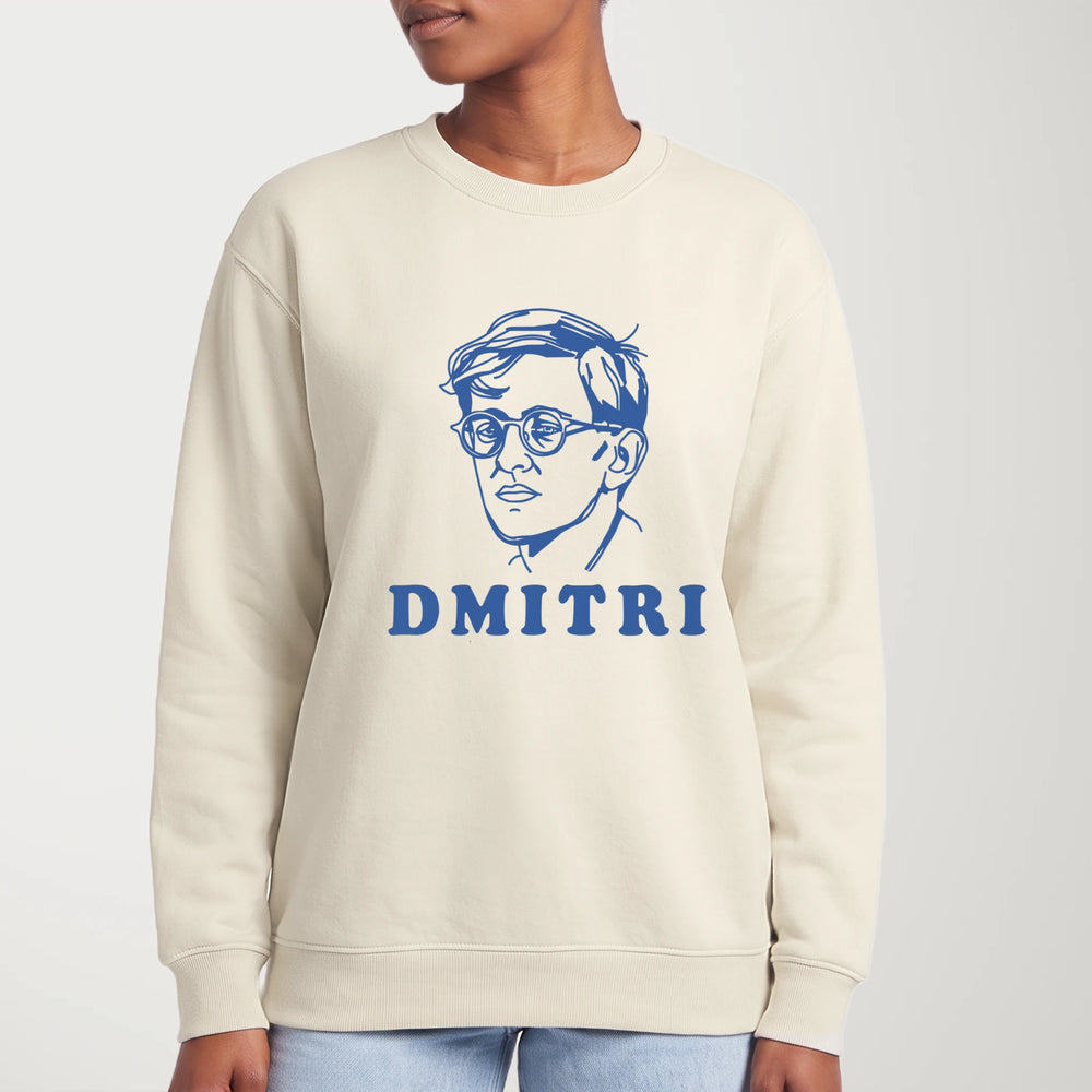 dmitri shostakovich: letraset classic crewneck in bone, worn