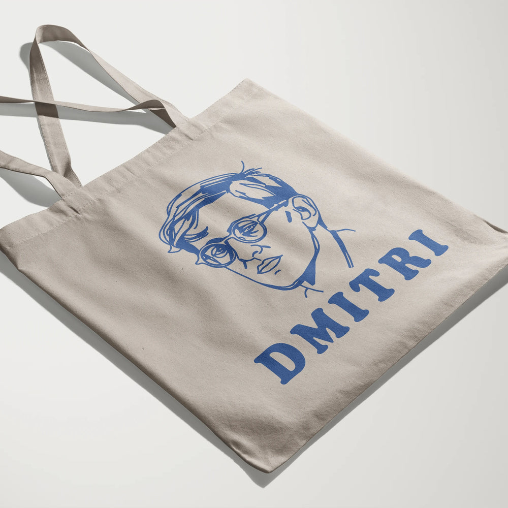 Dmitri Shostakovich: Letraset Canvas Tote in Natural, close-up