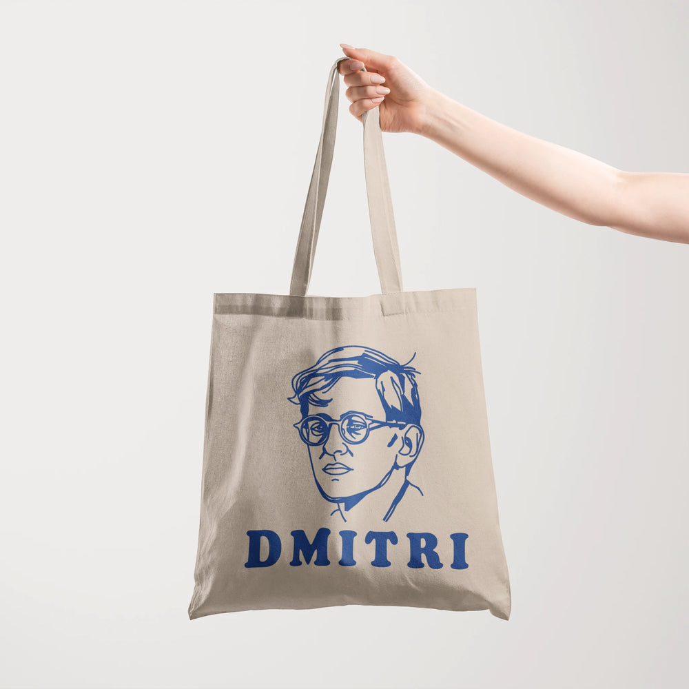 Dmitri Shostakovich: Letraset Canvas Tote in Natural, held