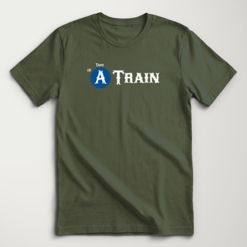 Duke Ellington: Take the A Train Classic Tee in Military Green, flat lay