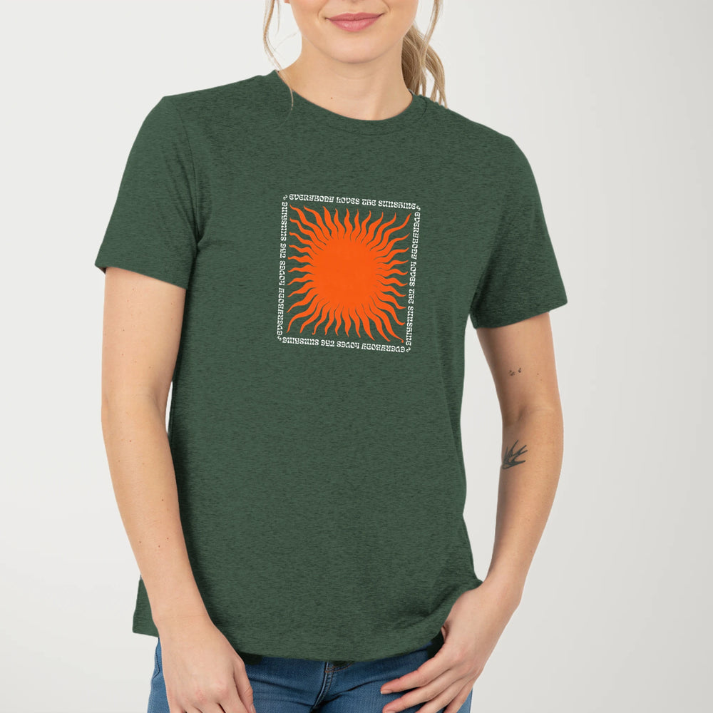Everybody Loves the Sunshine Classic Tee in Heather Forest, model