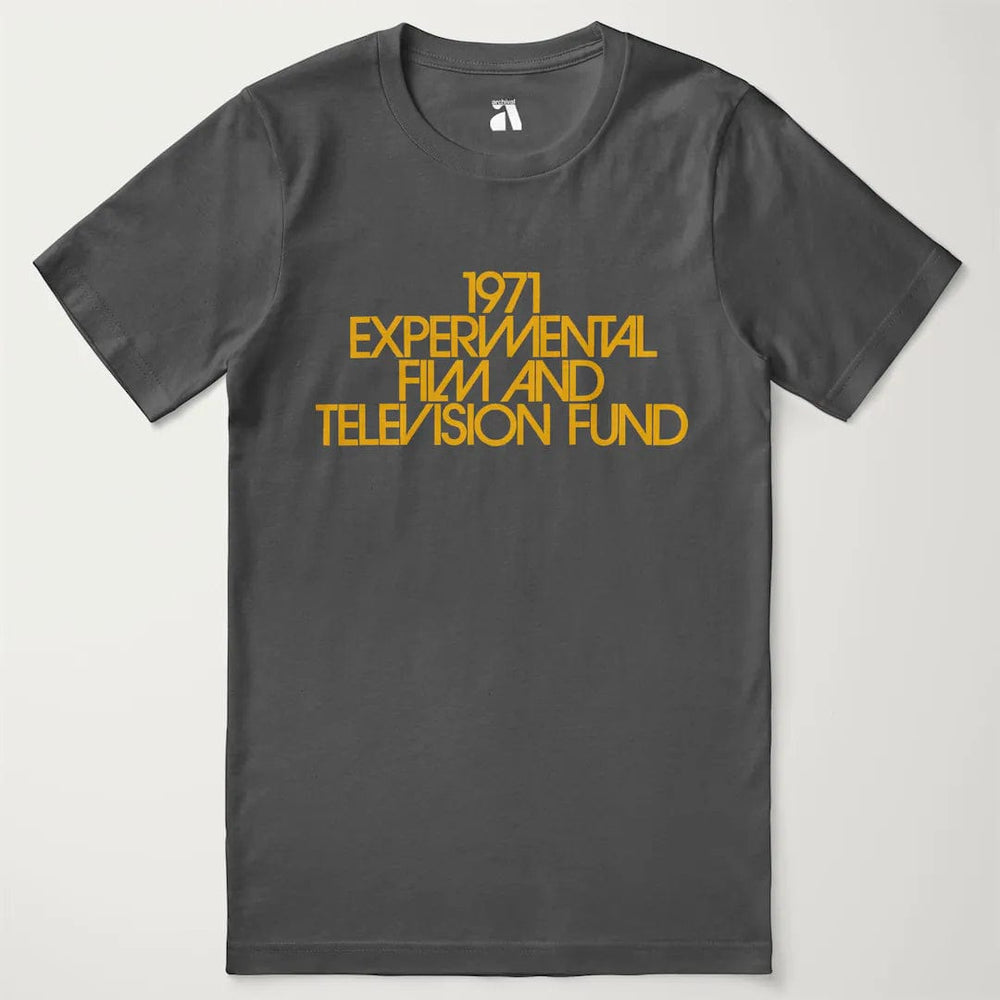 experimental film & television fund classic tee in asphalt, laid flat