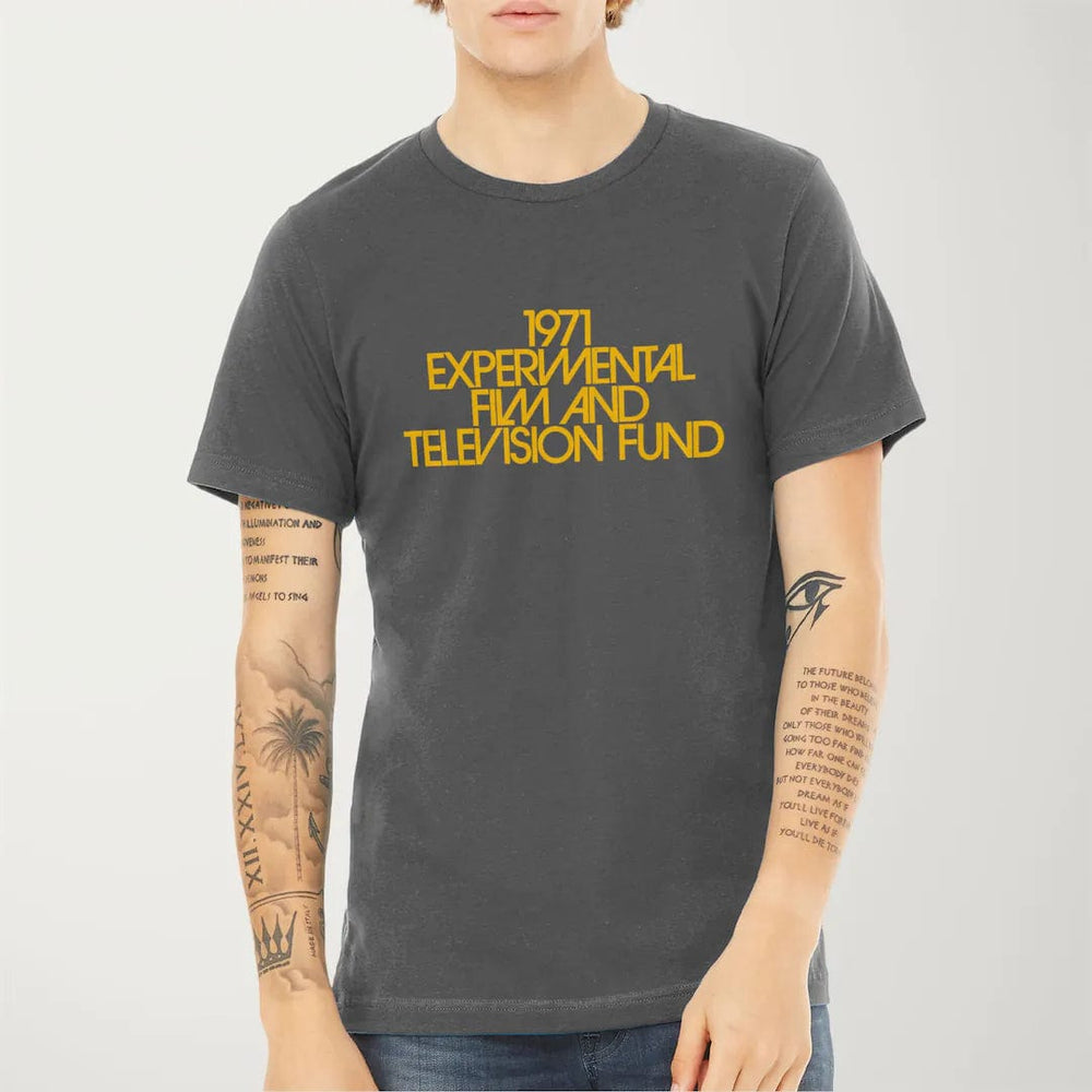 experimental film & television fund classic tee in asphalt, worn