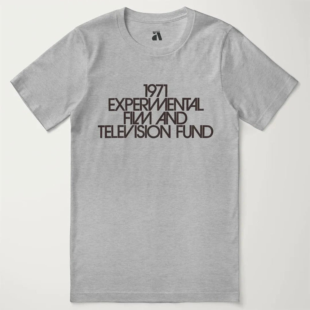 experimental film & television fund classic tee in athletic heather, laid flat