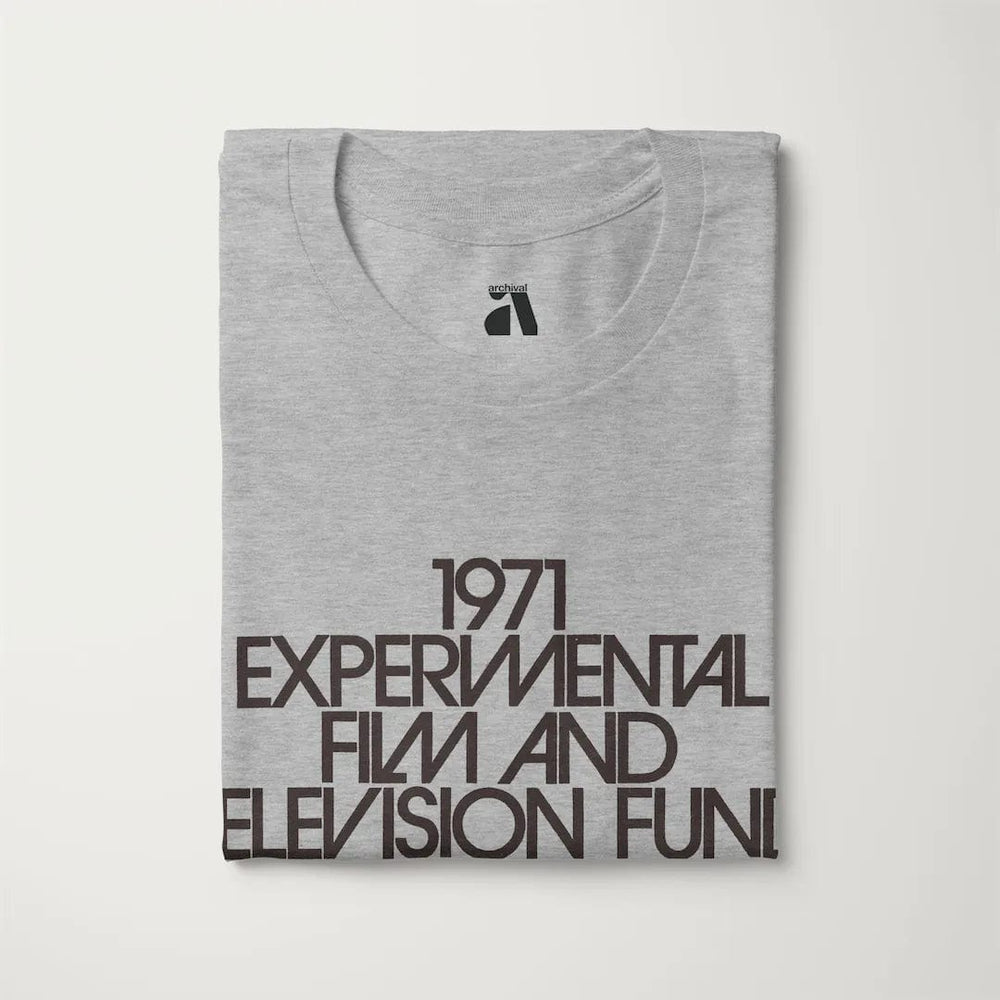 experimental film & television fund classic tee in athletic heather, folded