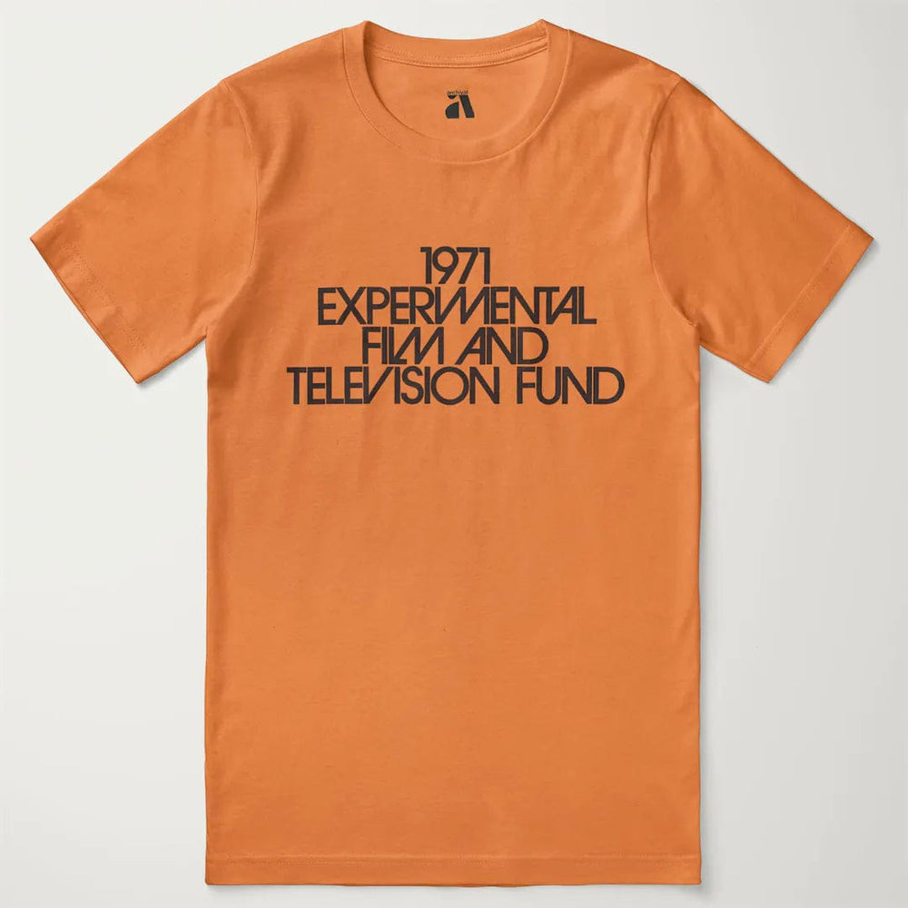 experimental film & television fund classic tee in burnt orange, laid flat