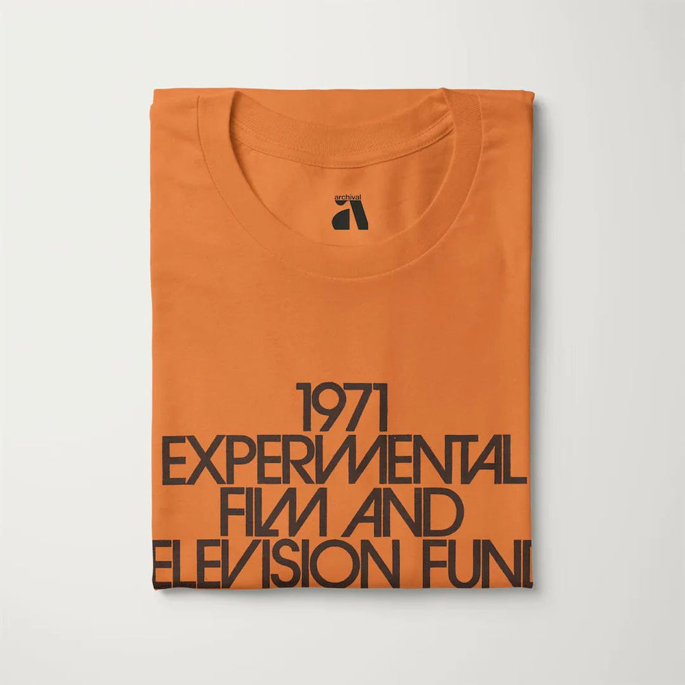 experimental film & television fund classic tee in burnt orange, folded