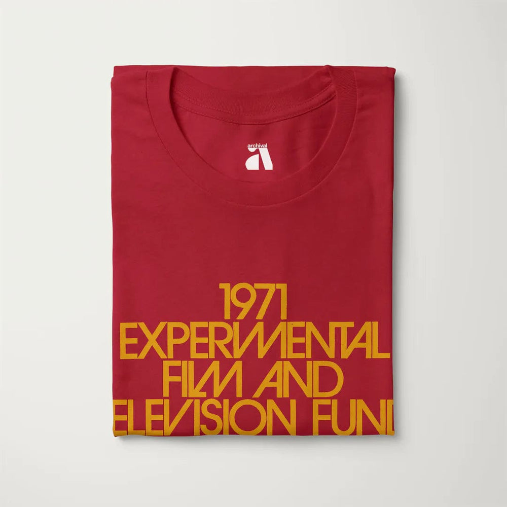 experimental film & television fund classic tee in canvas red, folded