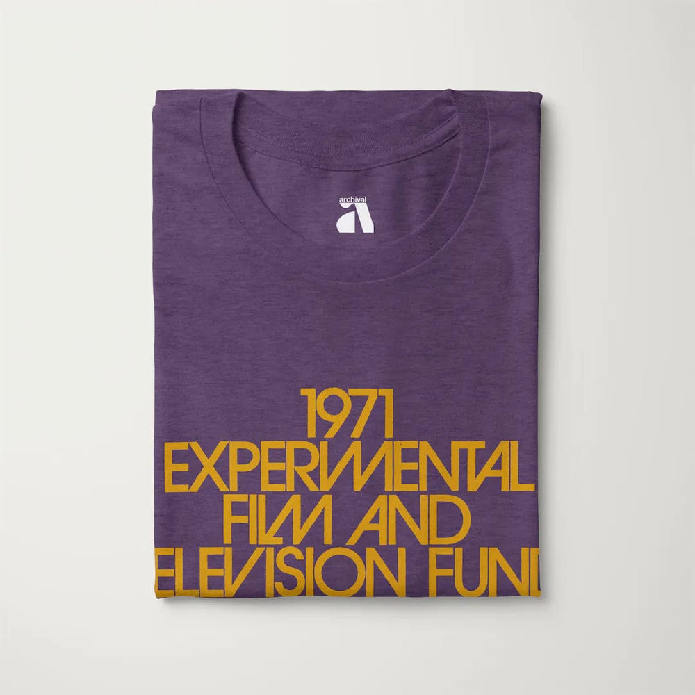 experimental film & television fund classic tee in heather team purple, folded