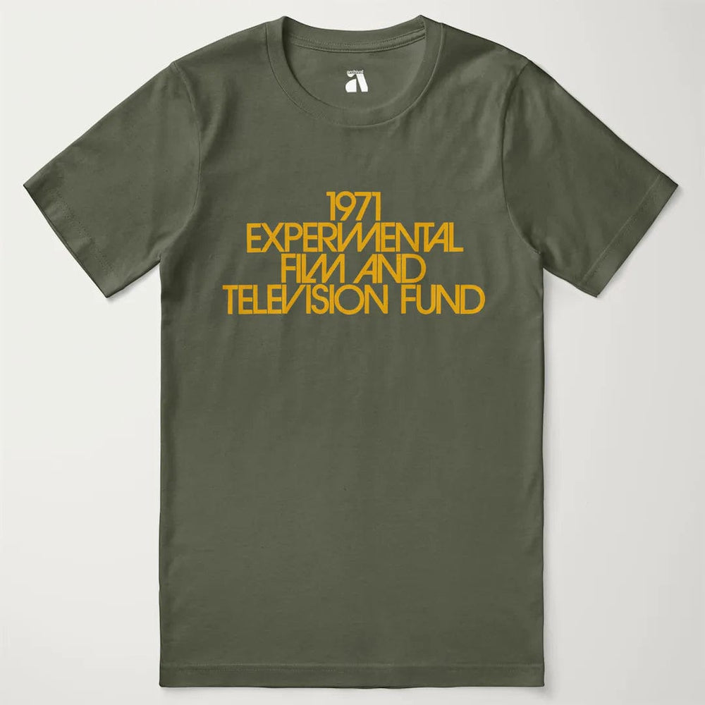 experimental film & television fund classic tee in military green, laid flat