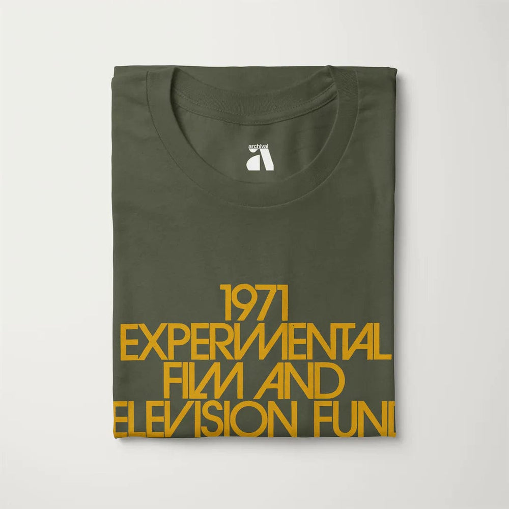 experimental film & television fund classic tee in military green, folded