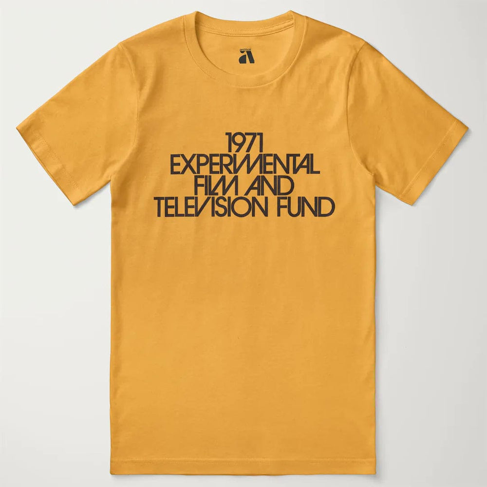experimental film & television fund classic tee in mustard, laid flat