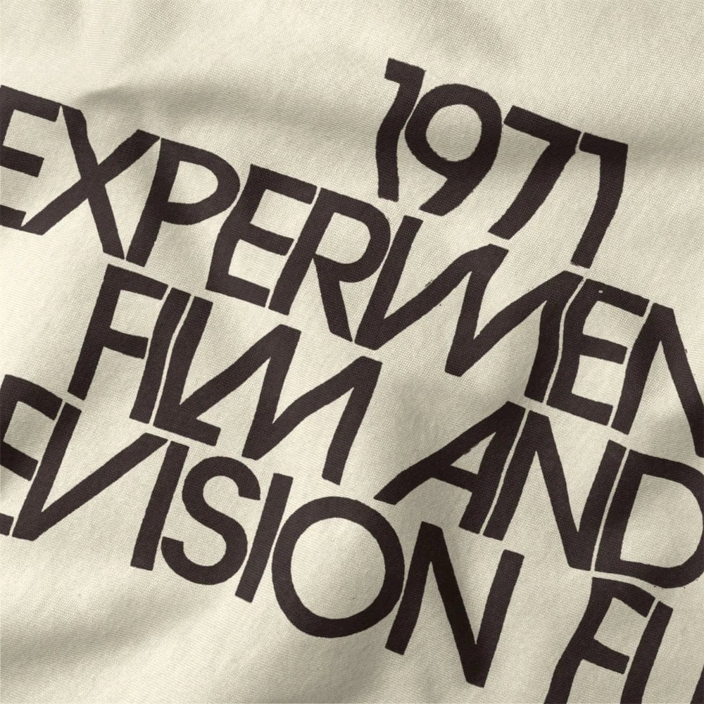 experimental film & television fund classic tee in natural, close-up of the print