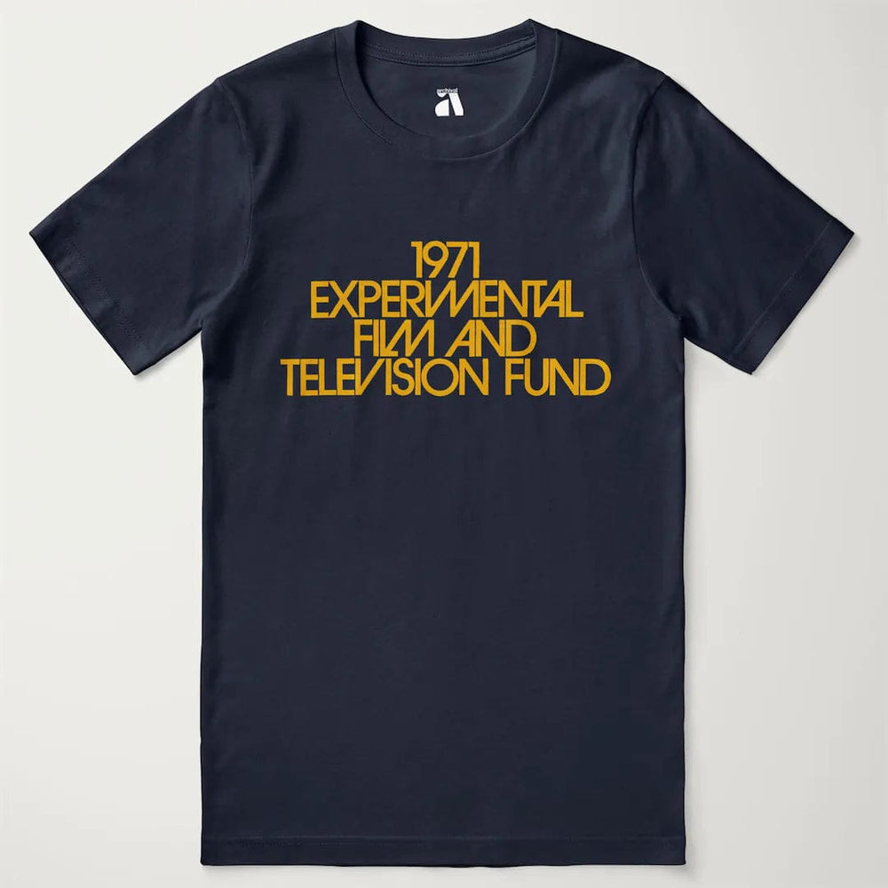 experimental film & television fund classic tee in navy, laid flat