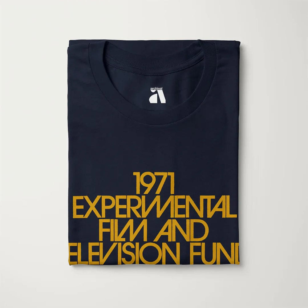 experimental film & television fund classic tee in navy, folded