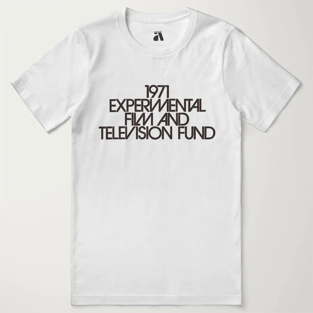 experimental film & television fund classic tee in vintage white, laid flat