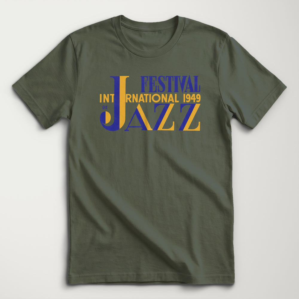 Festival International de Jazz Classic Tee in Military Green, flat lay