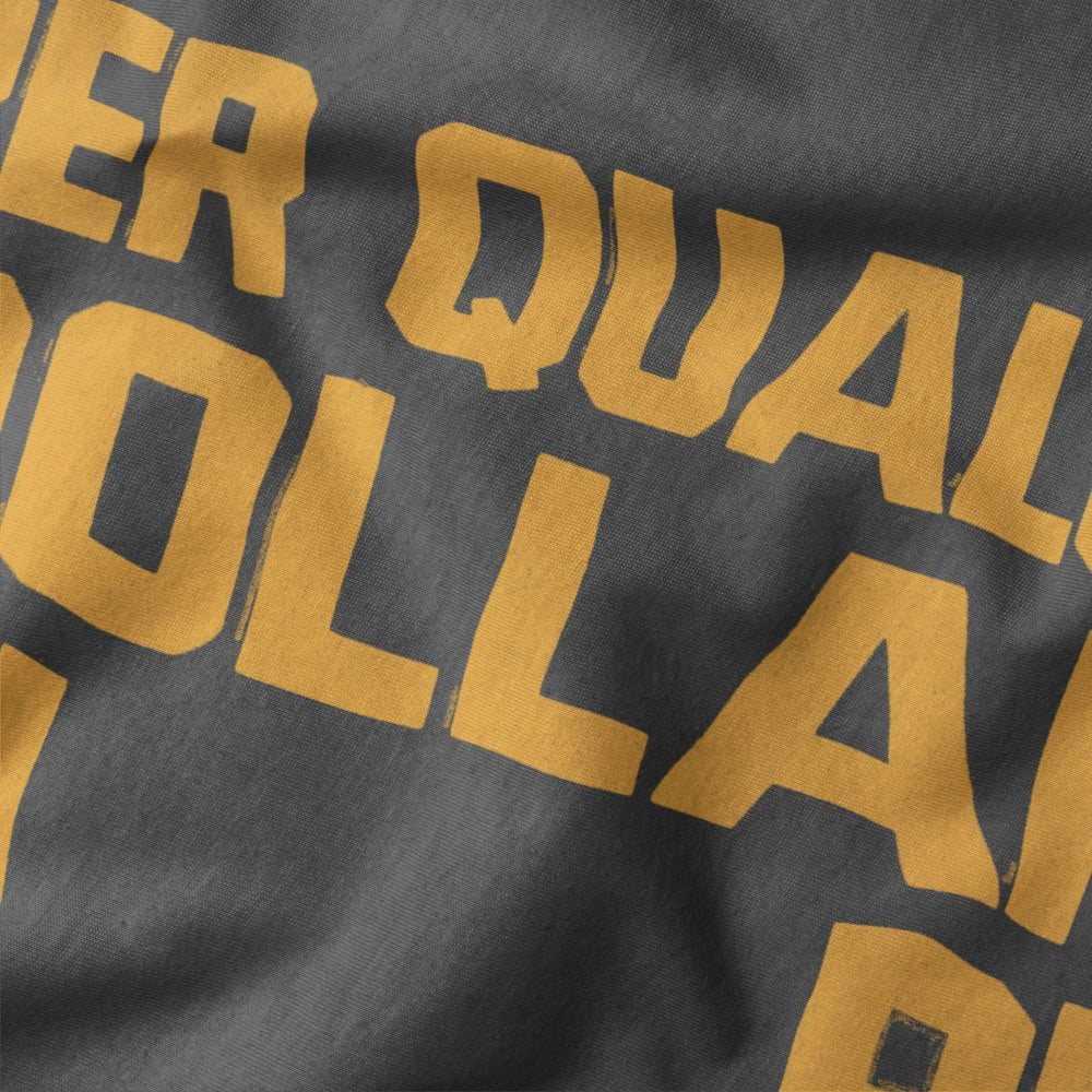 for a few dollars more: italiano classic tee in asphalt, close-up of the print